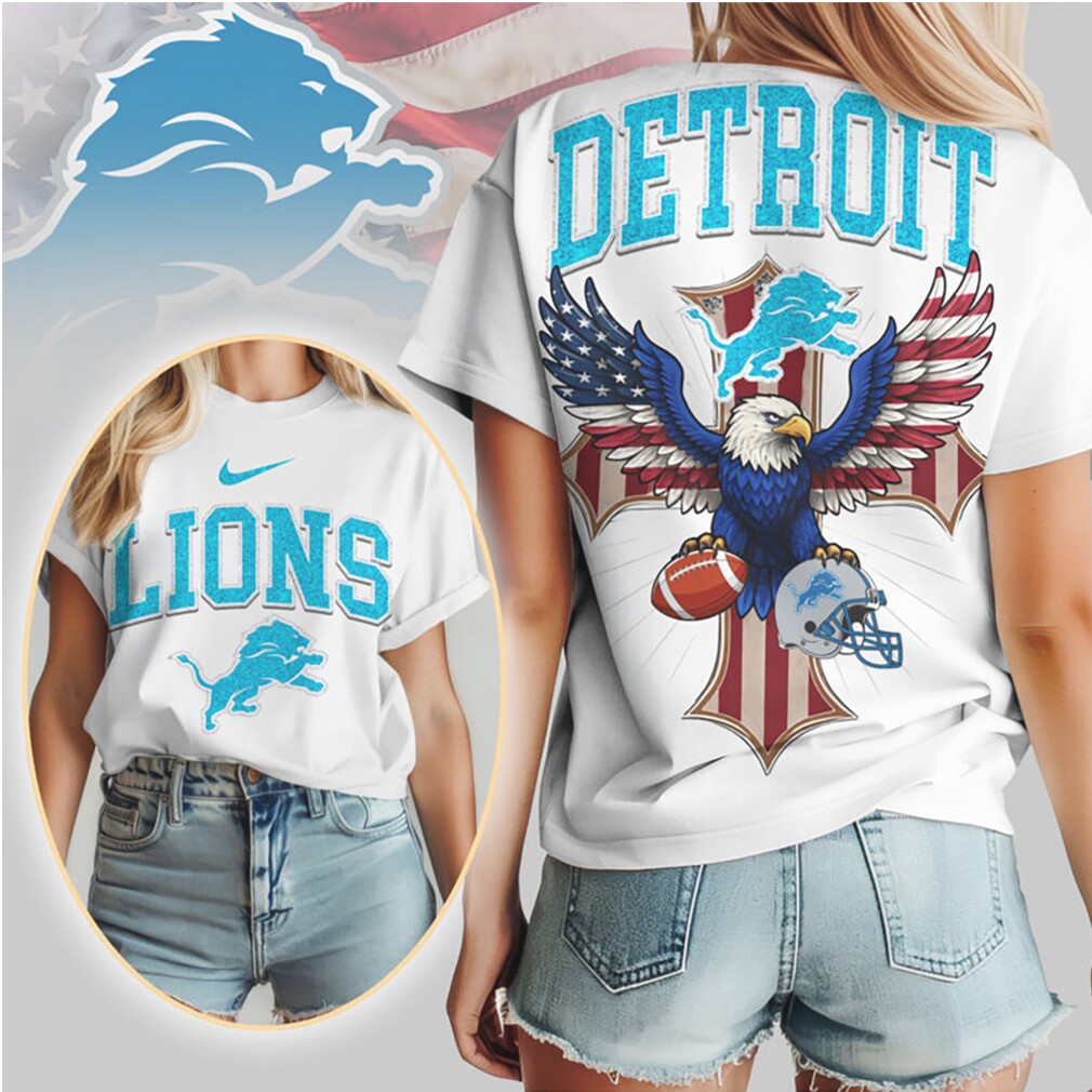 Detroit Lions Patriotic Eagle American Flag Cross NFL Football T Shirt Detroit Lions Patriotic Eagle American Flag Cross NFL Football T Shirt