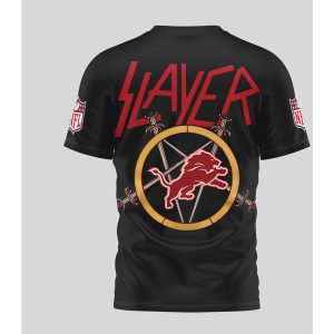 Detroit Lions Slayer Metal Pentagram Football T Shirt