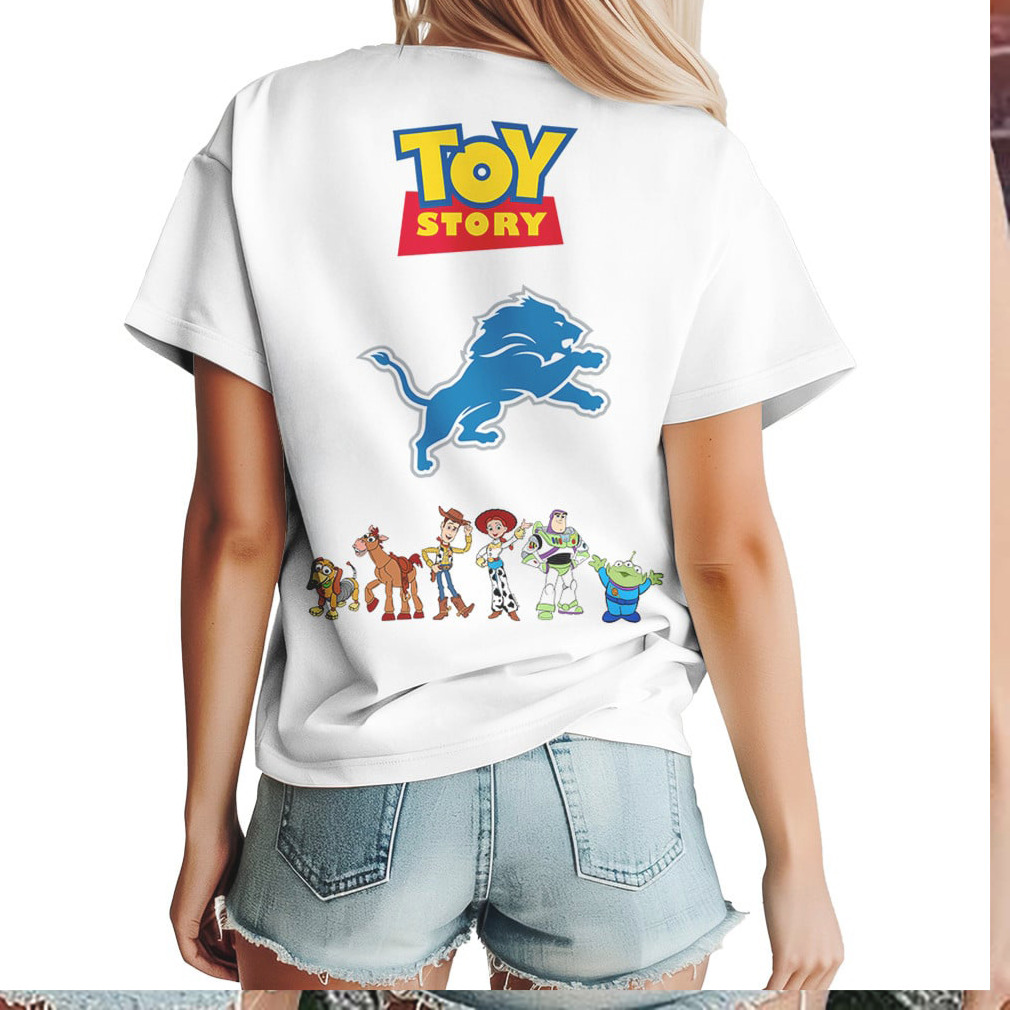 Detroit Lions Toy Story Blue & Silver Graphic Fan T Shirt Detroit Lions Toy Story Blue & Silver Graphic Fan T Shirt