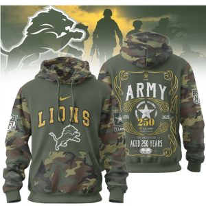 Detroit Lions U.S. Army 250th Anniversary Camo T Shirt