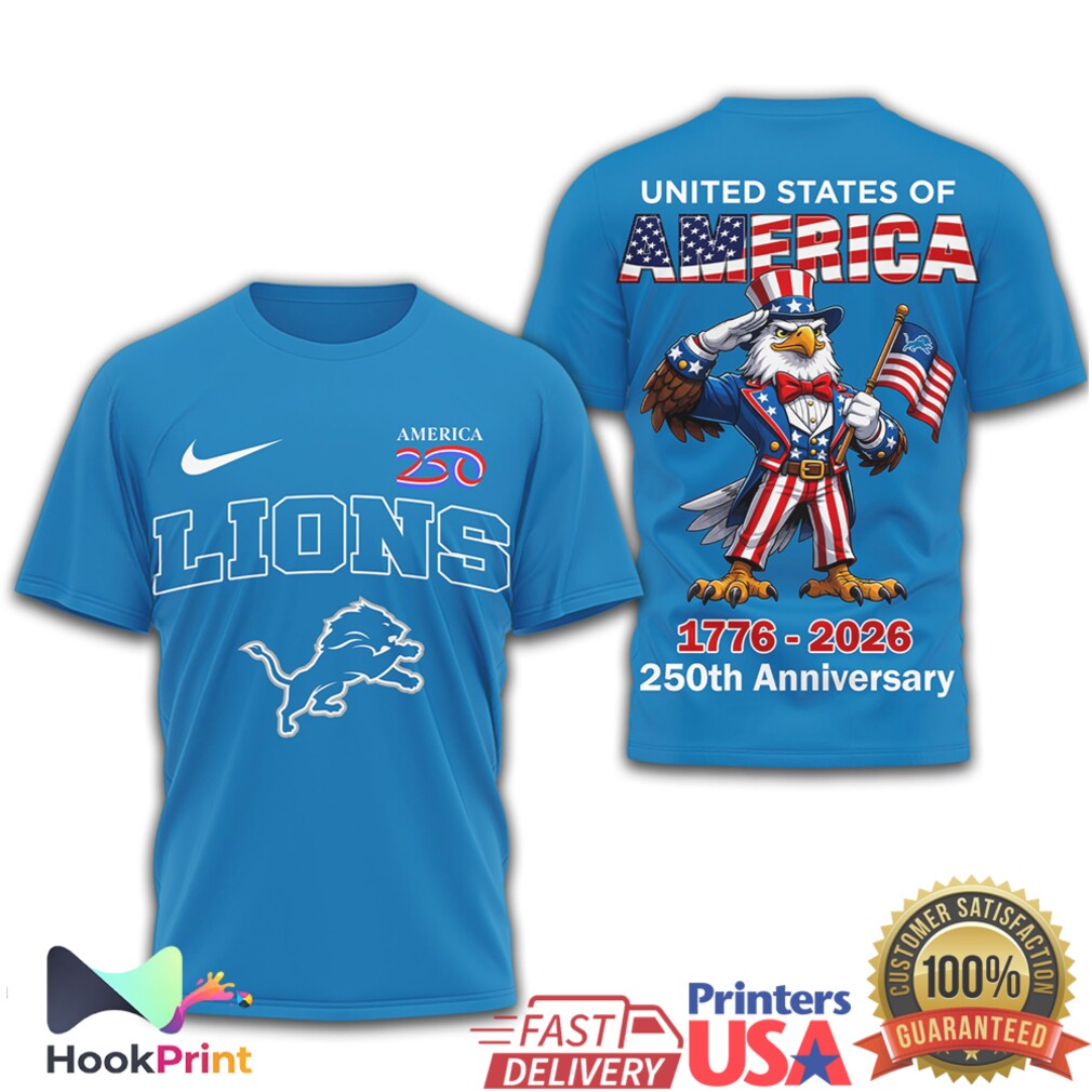 Detroit Lions USA 250th Anniversary 1776 2026 Patriotic Eagle T Shirt Detroit Lions USA 250th Anniversary 1776 2026 Patriotic Eagle T Shirt