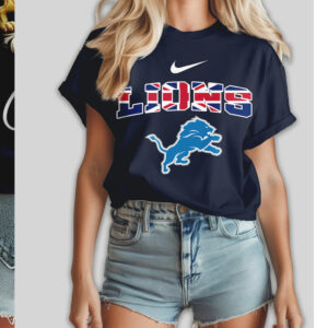 Detroit Lions United Kingdom British Flag NFL Football T Shirt