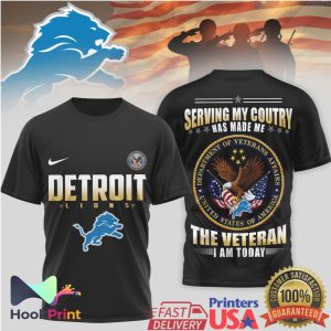 Detroit Lions Veteran Appreciation Serving My Country Design T Shirt