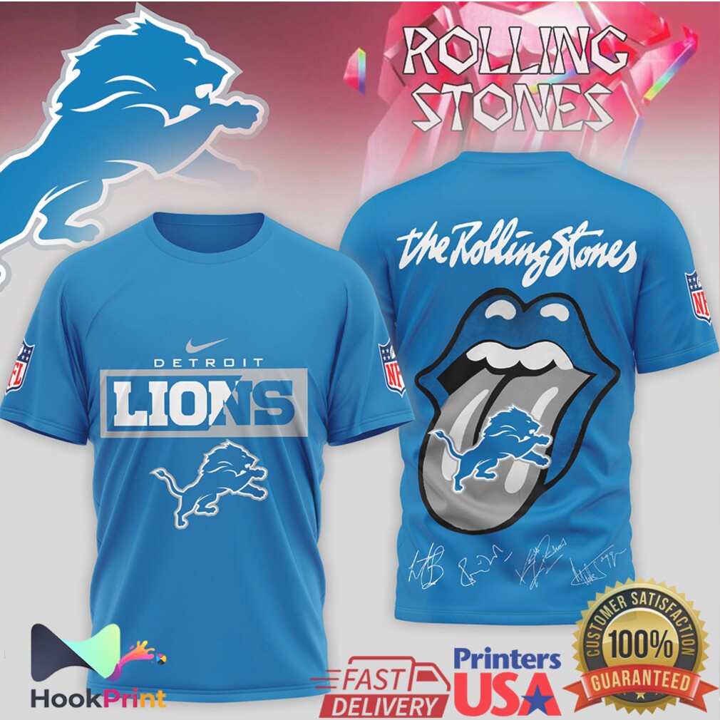 Detroit Lions x Rolling Stones Collaboration Signature Graphic T Shirt Detroit Lions x Rolling Stones Collaboration Signature Graphic T Shirt