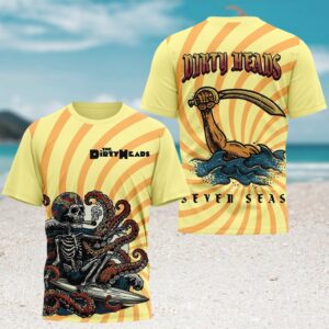 Dirty Heads Seven Seas Skeleton Surfer Octopus T Shirt