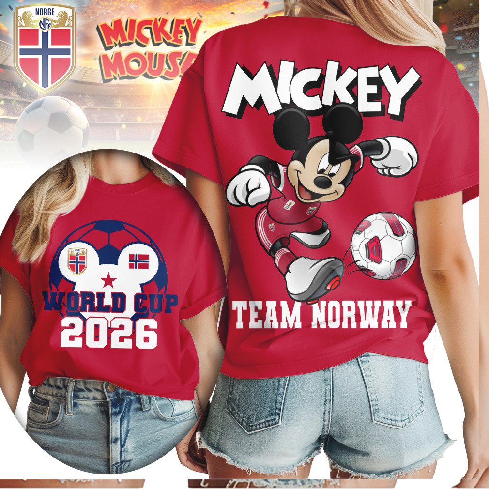 Disney Mickey Mouse Team Norway World Cup 2026 Sports T Shirt Disney Mickey Mouse Team Norway World Cup 2026 Sports T Shirt