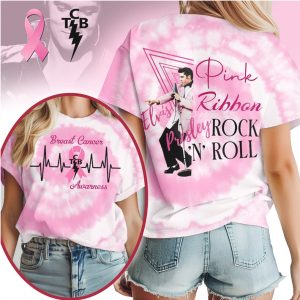 Elvis Presley Breast Cancer Awareness Pink Ribbon Rock N' Roll T Shirt