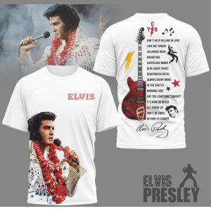 Elvis Presley Greatest Hits Signature Series Guitar Lei Graphic T Shirt