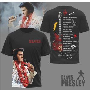 Elvis Presley Greatest Hits Signature Series Guitar Lei Graphic T Shirt
