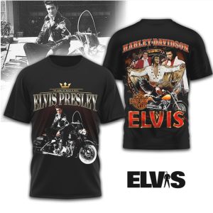 Elvis Presley Harley Davidson Motorcycle Enthusiast King of Rock T Shirt
