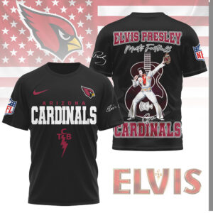 Elvis Presley Meets Football Arizona Cardinals TCB Custom Name T Shirt