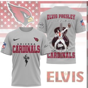 Elvis Presley Meets Football Arizona Cardinals TCB Custom Name T Shirt