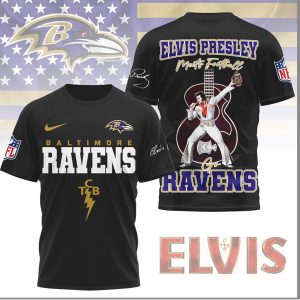 Elvis Presley Meets Football Baltimore Ravens TCB Shirt Elvis Presley Meets Football Baltimore Ravens TCB Shirt