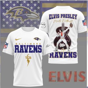 Elvis Presley Meets Football Baltimore Ravens TCB Shirt