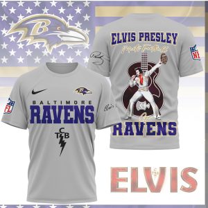 Elvis Presley Meets Football Baltimore Ravens TCB Shirt