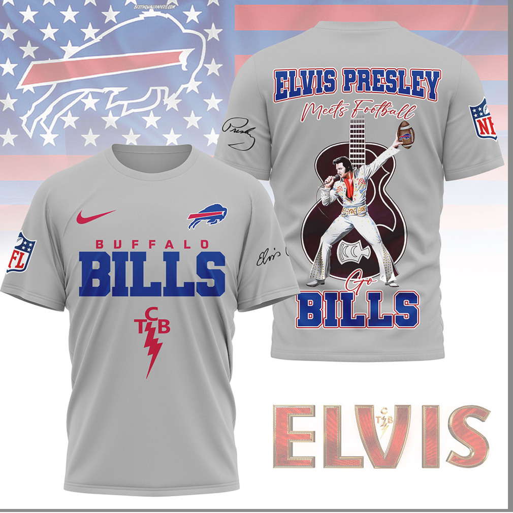 Elvis Presley Meets Football Buffalo Bills TCB Signature Graphic Shirt Elvis Presley Meets Football Buffalo Bills TCB Signature Graphic Shirt
