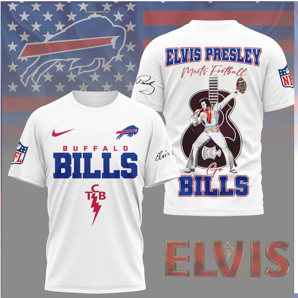 Elvis Presley Meets Football Buffalo Bills TCB Signature Graphic Shirt Elvis Presley Meets Football Buffalo Bills TCB Signature Graphic Shirt