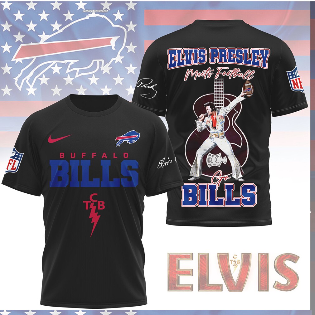 Elvis Presley Meets Football Buffalo Bills TCB Signature Graphic Shirt Elvis Presley Meets Football Buffalo Bills TCB Signature Graphic Shirt
