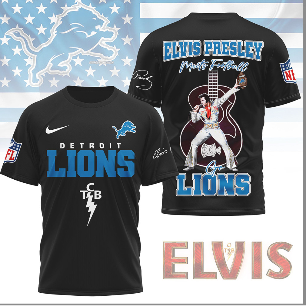 Elvis Presley Meets Football Detroit Lions TCB Shirt Elvis Presley Meets Football Detroit Lions TCB Shirt