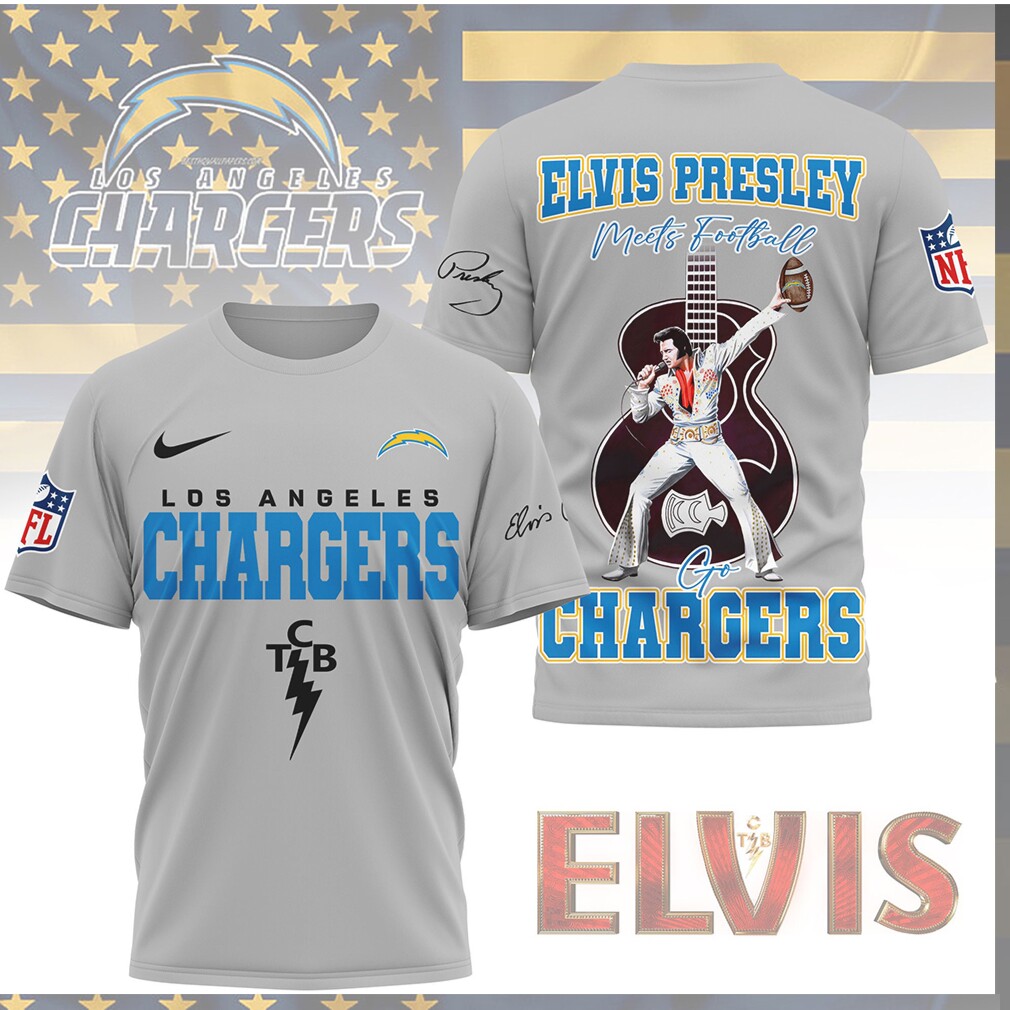 Elvis Presley Meets Football Los Angeles Chargers TCB Shirt Elvis Presley Meets Football Los Angeles Chargers TCB Shirt
