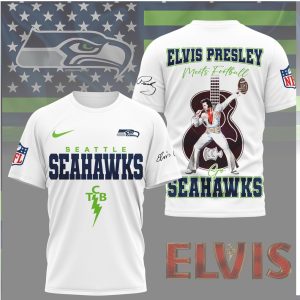 Elvis Presley Meets Football Seattle Seahawks TCB Shirt
