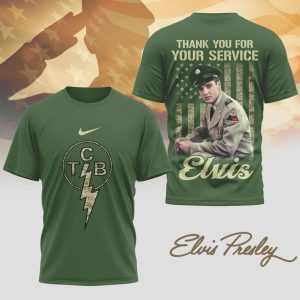 Elvis Presley Military Tribute “Thank You For Your Service” TCB Camo Shirt