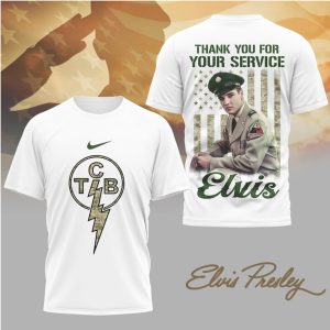 Elvis Presley Military Tribute “Thank You For Your Service” TCB Camo Shirt