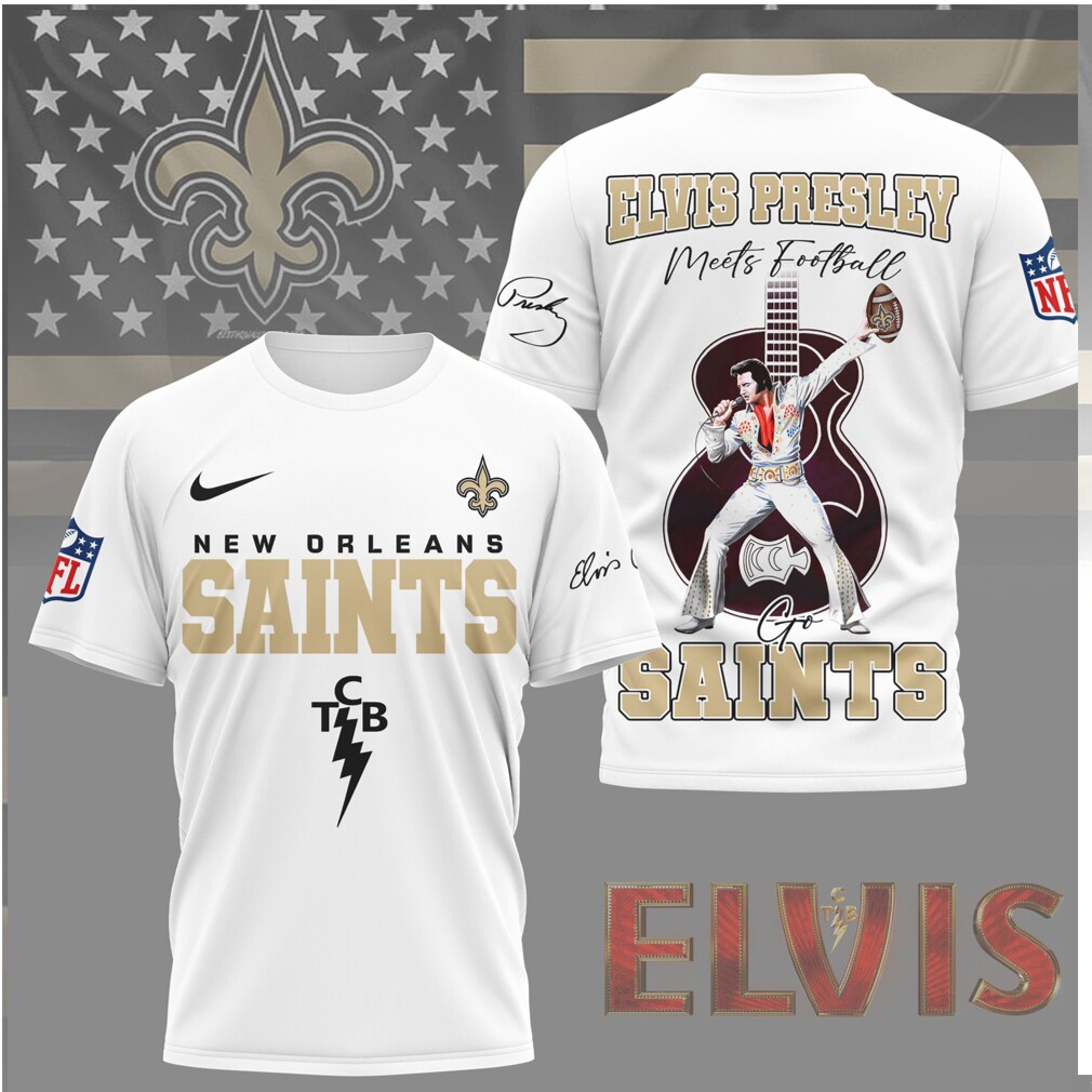 Elvis Presley New Orleans Saints Meets Football TCB Edition Shirt Elvis Presley New Orleans Saints Meets Football TCB Edition Shirt