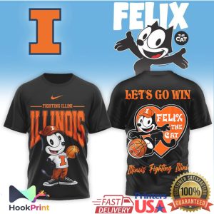 Felix the Cat x Illinois Fighting Illini Basketball Mascot T Shirt