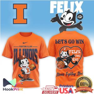 Felix the Cat x Illinois Fighting Illini Basketball Mascot T Shirt