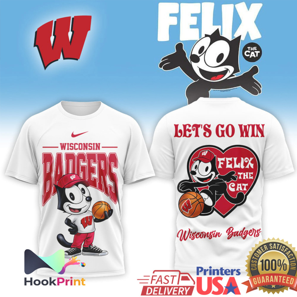 Felix the Cat x Wisconsin Badgers Basketball Let's Go Win T Shirt Felix the Cat x Wisconsin Badgers Basketball Let's Go Win T Shirt