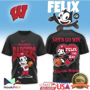 Felix the Cat x Wisconsin Badgers Basketball Let's Go Win T Shirt