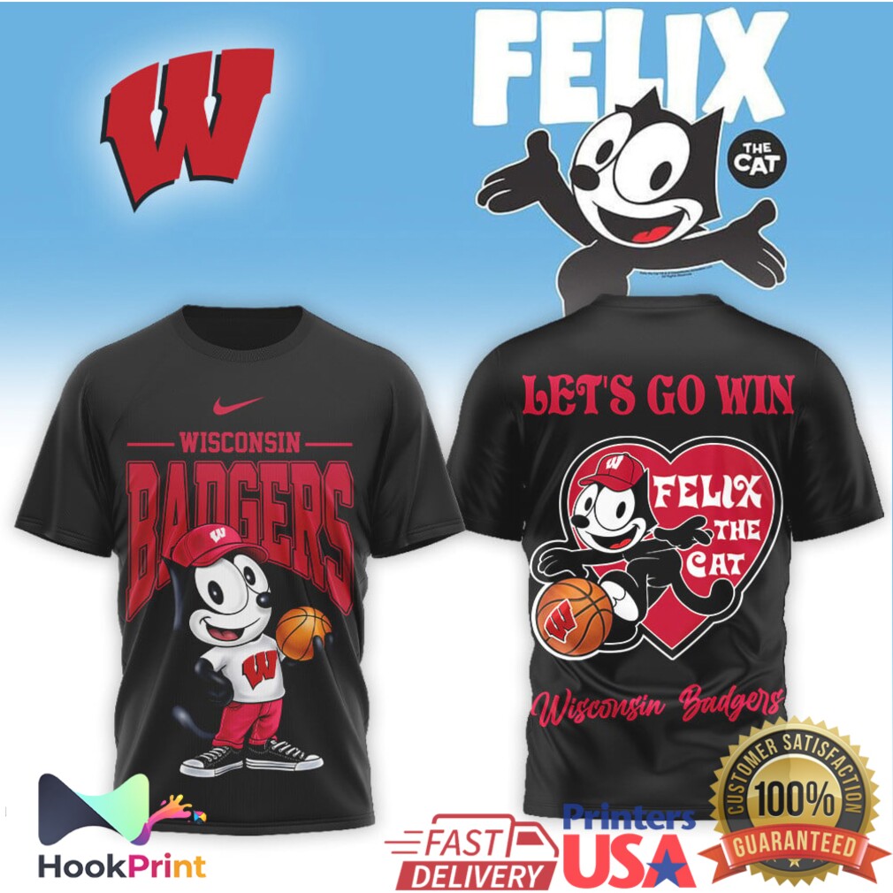 Felix the Cat x Wisconsin Badgers Basketball Let's Go Win T Shirt Felix the Cat x Wisconsin Badgers Basketball Let's Go Win T Shirt