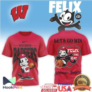 Felix the Cat x Wisconsin Badgers Basketball Let's Go Win T Shirt