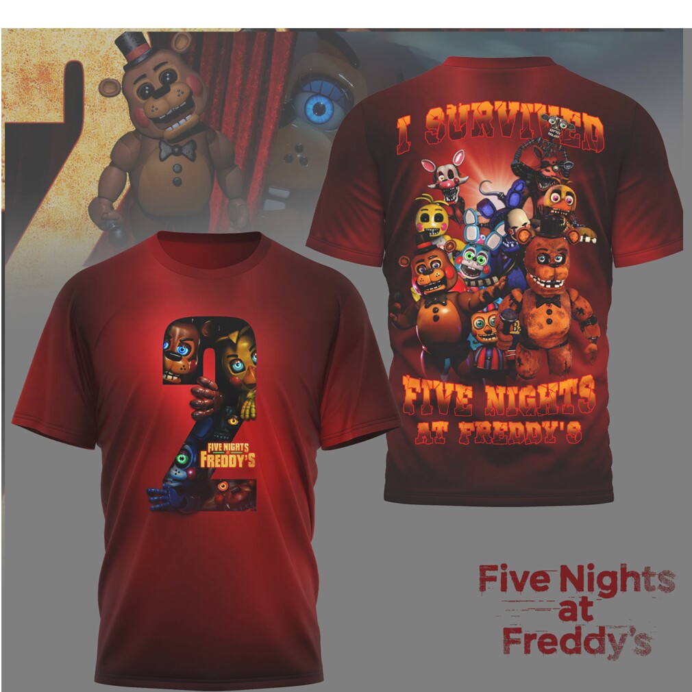 Five Nights at Freddy's 2 I Survived Red Animatronic Group T Shirt Five Nights at Freddy's 2 I Survived Red Animatronic Group T Shirt