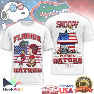 Florida Gators Snoopy Peanuts American Flag Football T Shirt