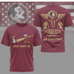 Florida State Seminoles “Just Hate Us” Osceola Mascot Dabbing Fan T Shirt Florida State Seminoles “Just Hate Us” Osceola Mascot Dabbing Fan T Shirt