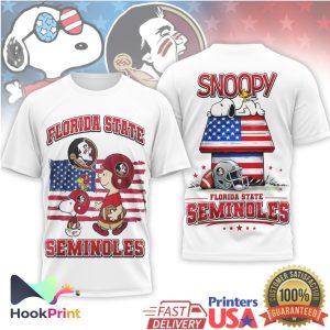 Florida State Seminoles Snoopy Charlie Brown US Flag Football T Shirt
