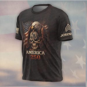 Freedom Isn't Free America 250 Skull Eagle Patriotic Military Shirt