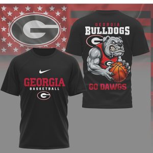 Georgia Bulldogs Basketball “Go Dawgs” Bulldog Mascot Graphic T Shirt