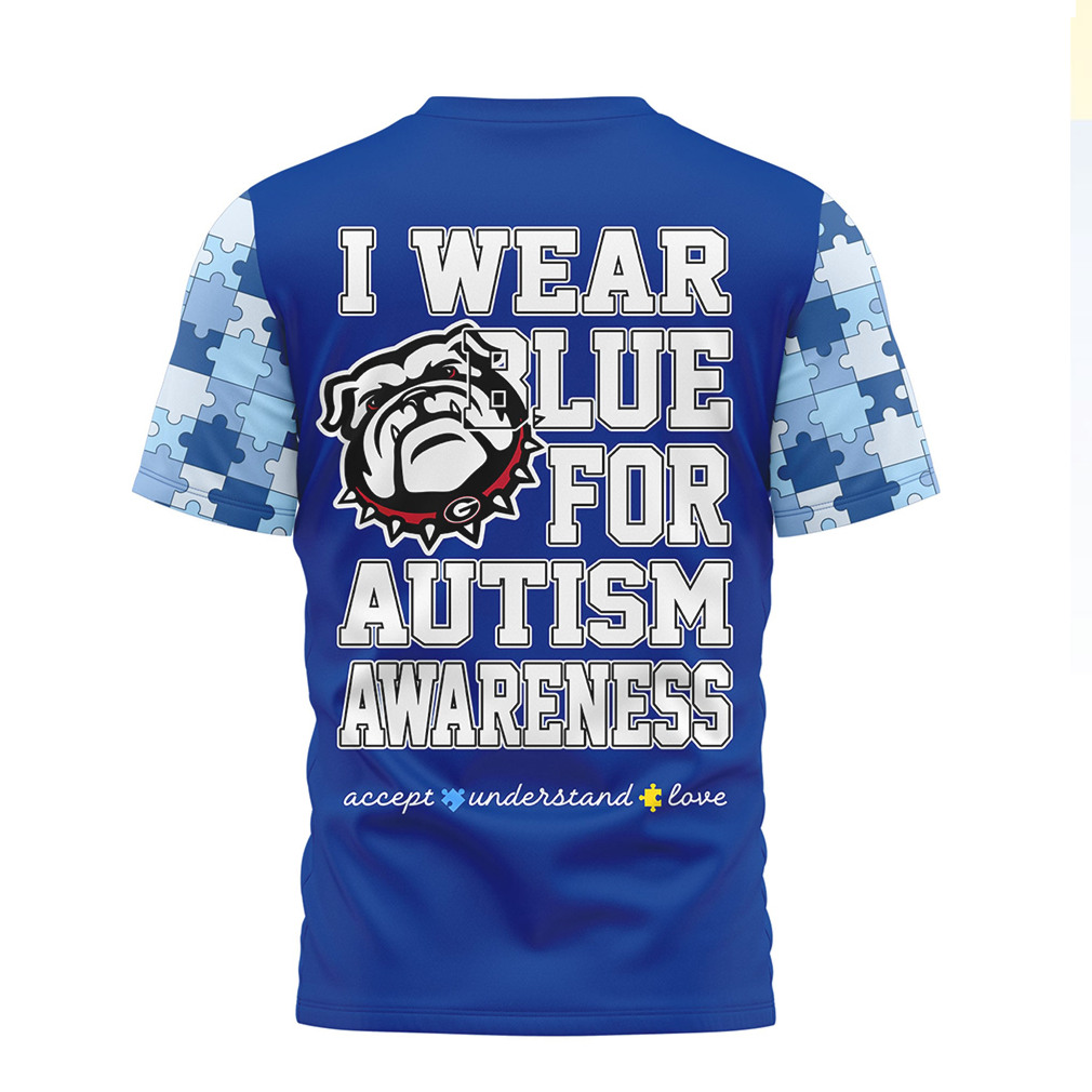 Georgia Bulldogs I Wear Blue for Autism Awareness T Shirt Georgia Bulldogs I Wear Blue for Autism Awareness T Shirt
