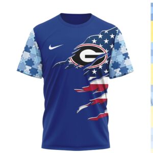 Georgia Bulldogs I Wear Blue for Autism Awareness T Shirt