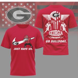 Georgia Bulldogs Just Hate Us Dabbing Football Player & Skull T Shirt Georgia Bulldogs Just Hate Us Dabbing Football Player & Skull T Shirt