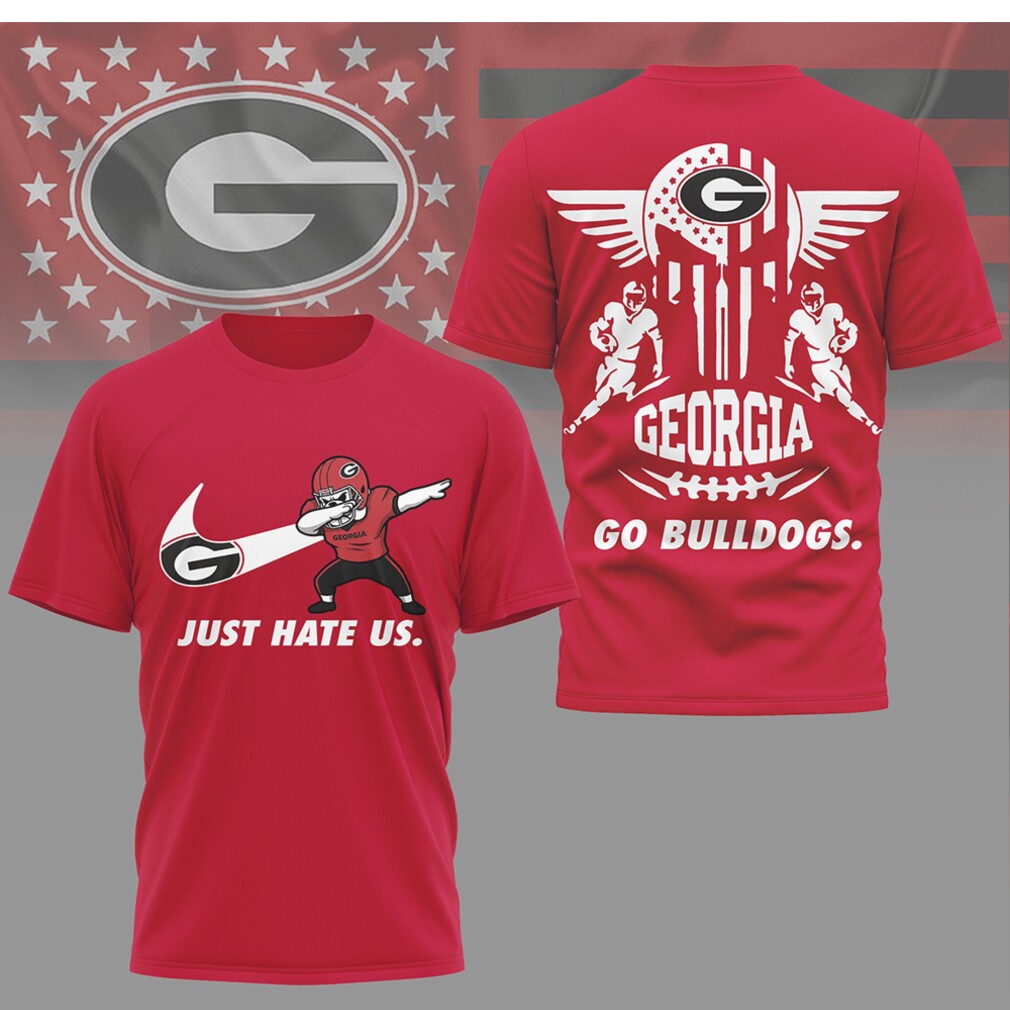 Georgia Bulldogs Just Hate Us Dabbing Football Player & Skull T Shirt Georgia Bulldogs Just Hate Us Dabbing Football Player & Skull T Shirt