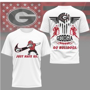 Georgia Bulldogs Just Hate Us Dabbing Football Player & Skull T Shirt