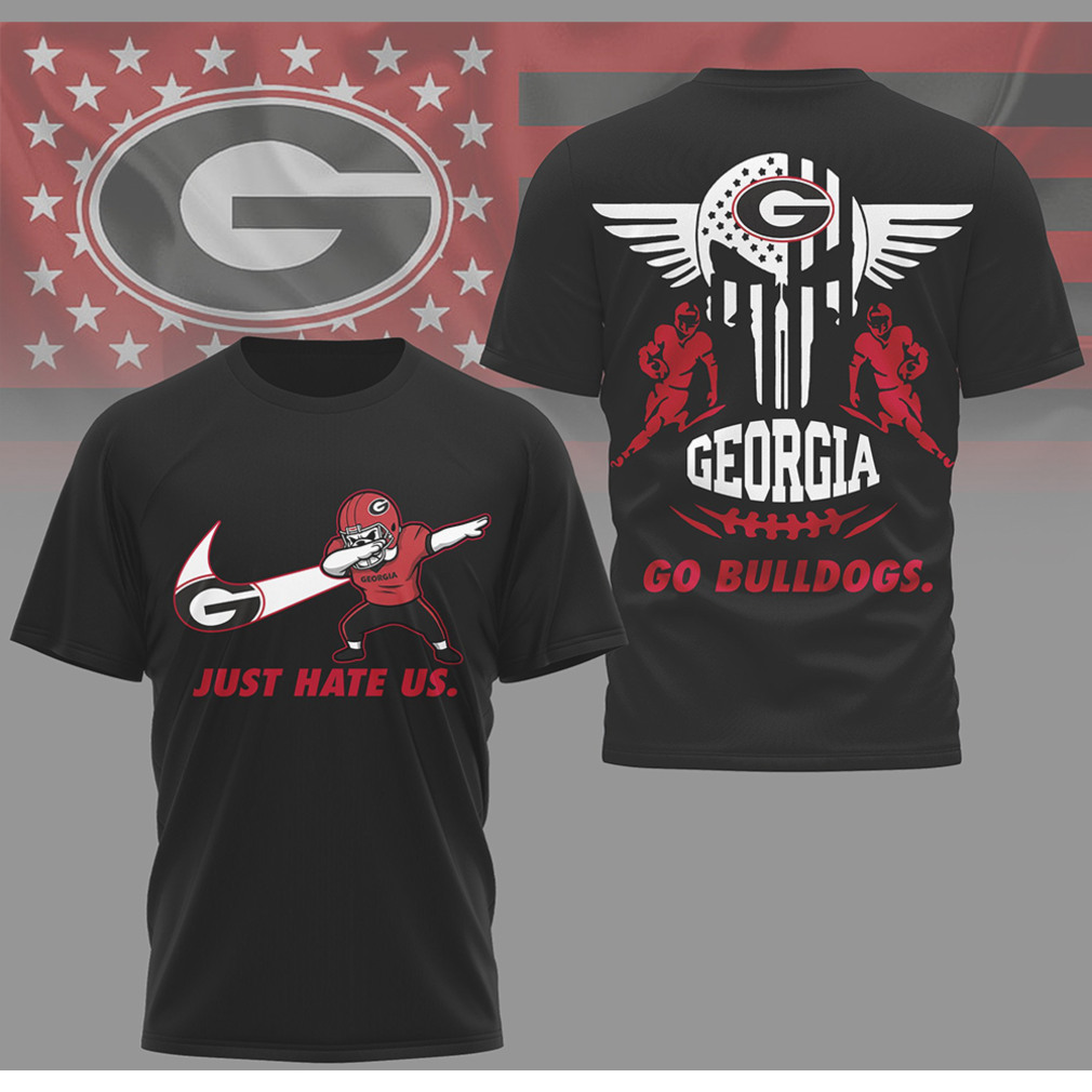 Georgia Bulldogs Just Hate Us Dabbing Football Player & Skull T Shirt Georgia Bulldogs Just Hate Us Dabbing Football Player & Skull T Shirt