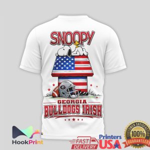 Georgia Bulldogs Snoopy Charlie Brown US Flag College Football T Shirt