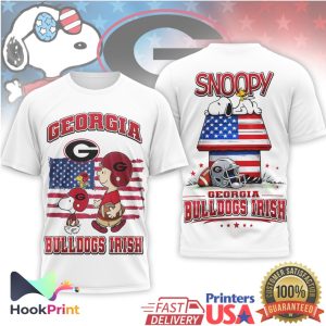 Georgia Bulldogs Snoopy Charlie Brown US Flag College Football T Shirt