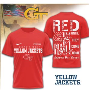 Georgia Tech Yellow Jackets R.E.D. Military Support Patriotic T Shirt