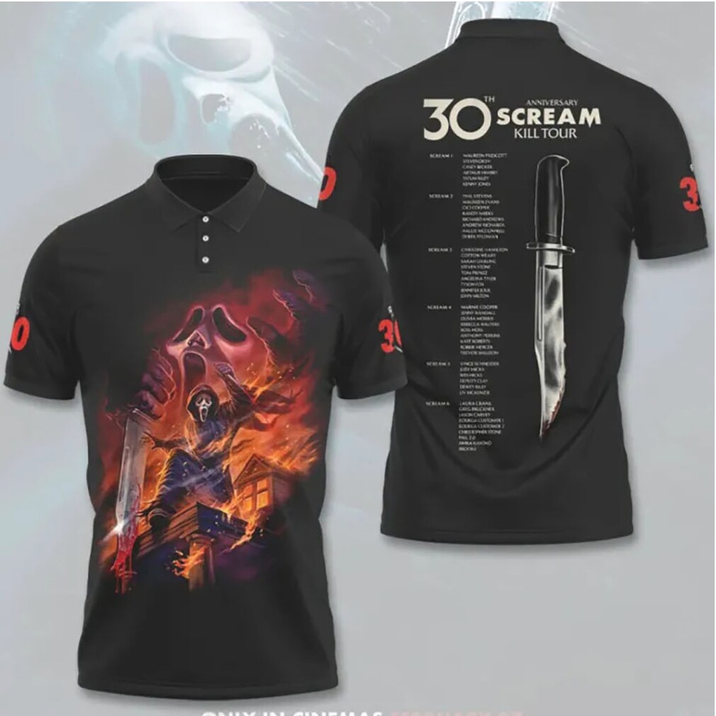 Ghostface Kill Tour 30th Anniversary Fire Design Scream Horror Movie All Over Print T Shirt Ghostface Kill Tour 30th Anniversary Fire Design Scream Horror Movie All Over Print T Shirt